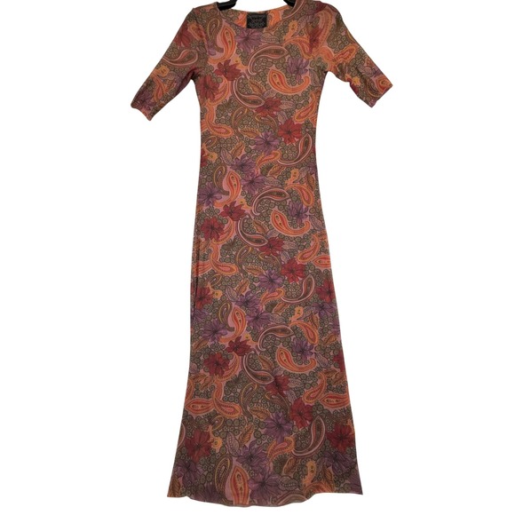 Johnny Was Haley Mesh Maxi Dress Floral Paisley Print Bohemian XS‎